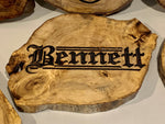 Custom Wood-Burned Nameplate